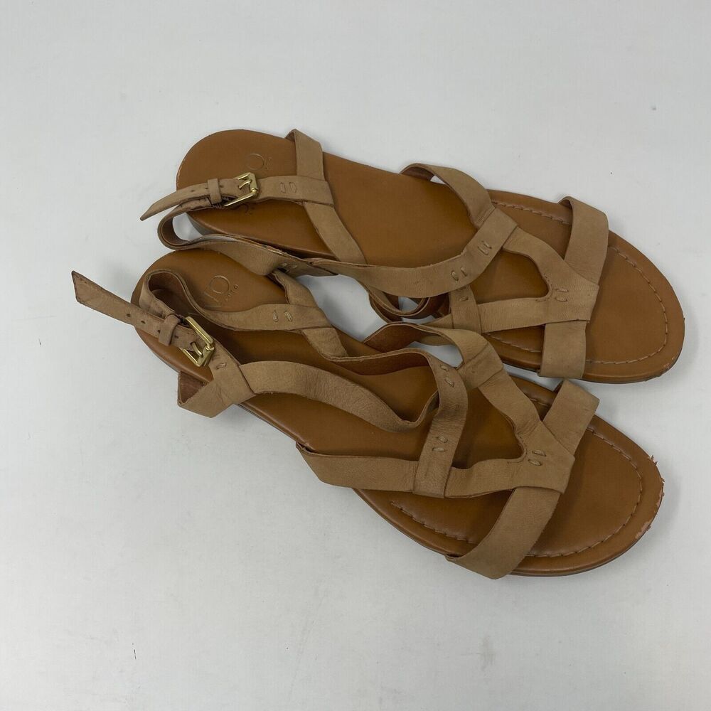 Franco Sarto Women’s Leather Sandals Size 10M Beige‎ Strappy Adjustable Comfort